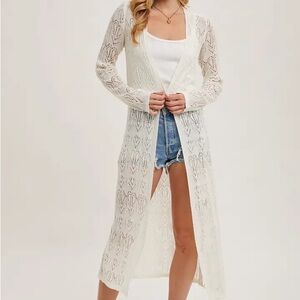 POL Cream Open Cardigan Duster long sleeve Boho.
